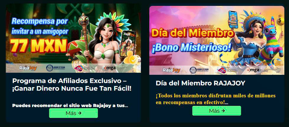 bonificaciones de la aplicación Rajajoy Casino